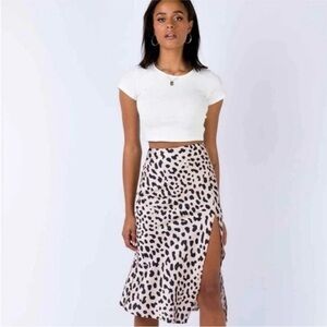 Princess Polly midi animal print skirt w/ slit
